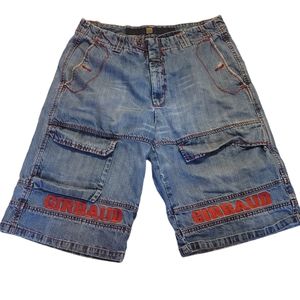Marithe Francois Girbaud Shorts Men Blue Loose Baggy Jean Hip Hop Size 36